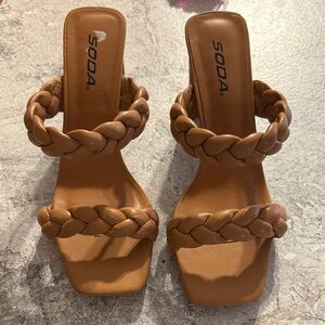 Soda Women's Brown Braided Heels
